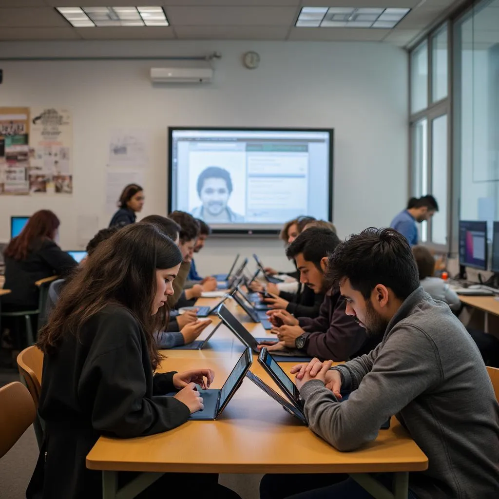 Estudiantes colaborando en un proyecto
